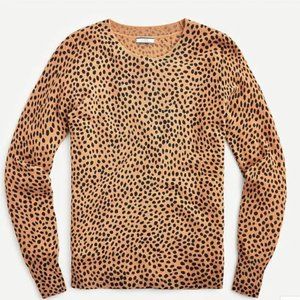 J Crew Cashmere crewneck sweater in leopard dot